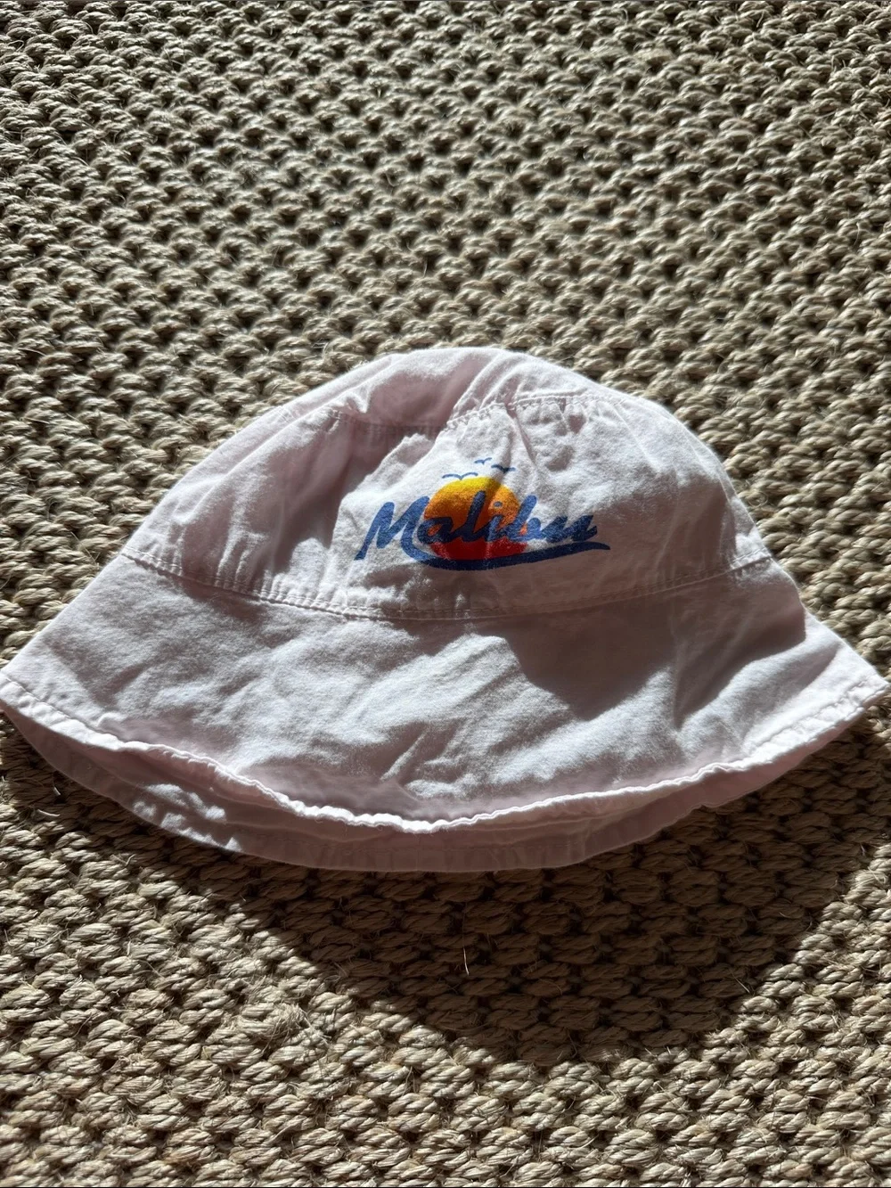 Malibu Light Pink Kids' Bucket Hat with Sunset Logo size 6-12 months